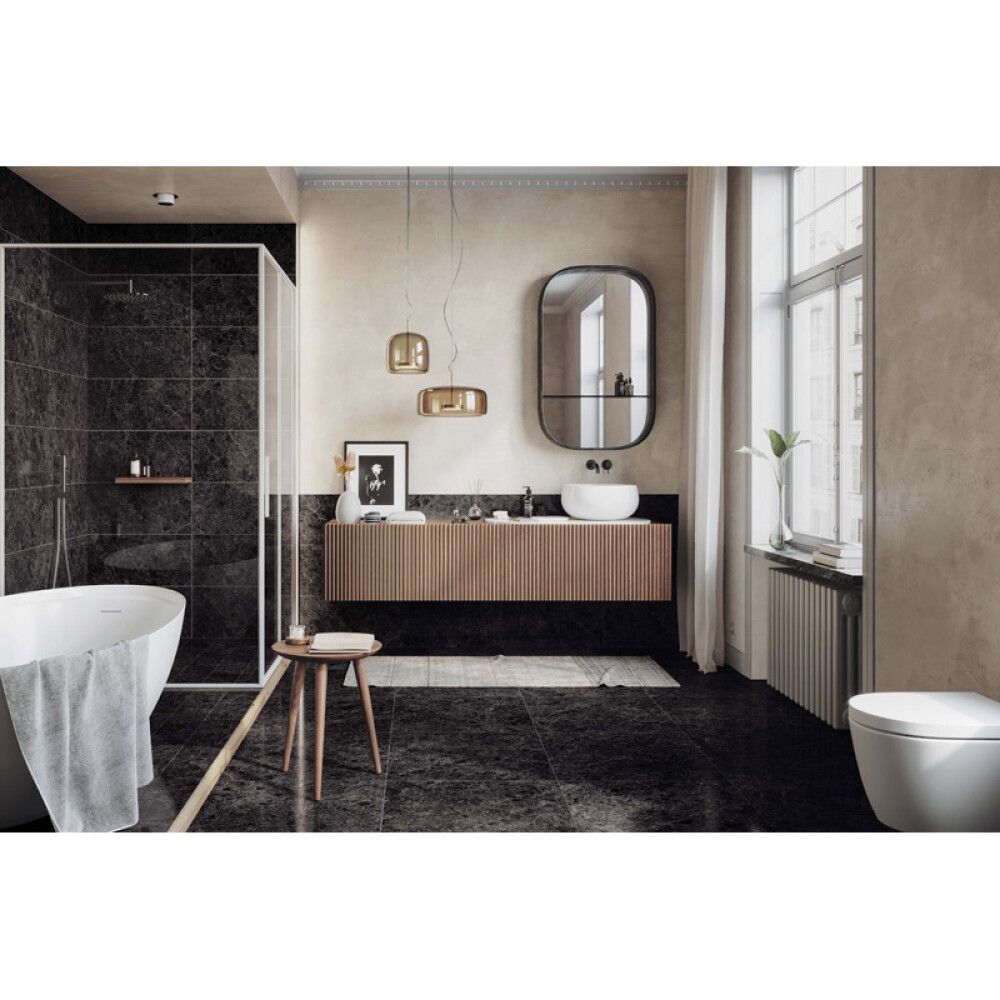 Lattialaatta Corso Italia Marble Mix kiiltävä musta 30 x 60 cm