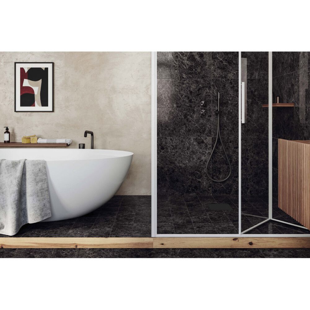 Lattialaatta Corso Italia Marble Mix kiiltävä musta 30 x 60 cm