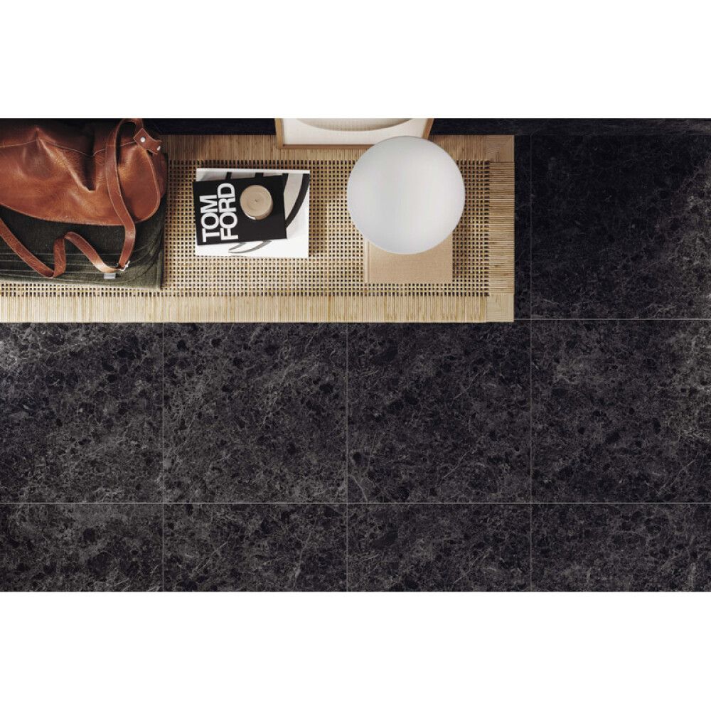 Lattialaatta Corso Italia Marble Mix mattamusta 60 x 60 cm