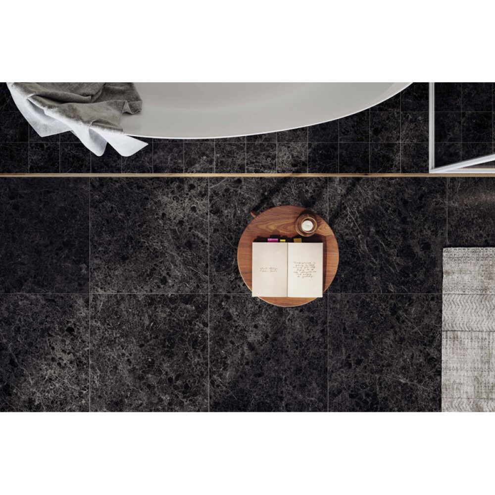 Lattialaatta Corso Italia Marble Mix kiiltävä musta 60 x 60 cm