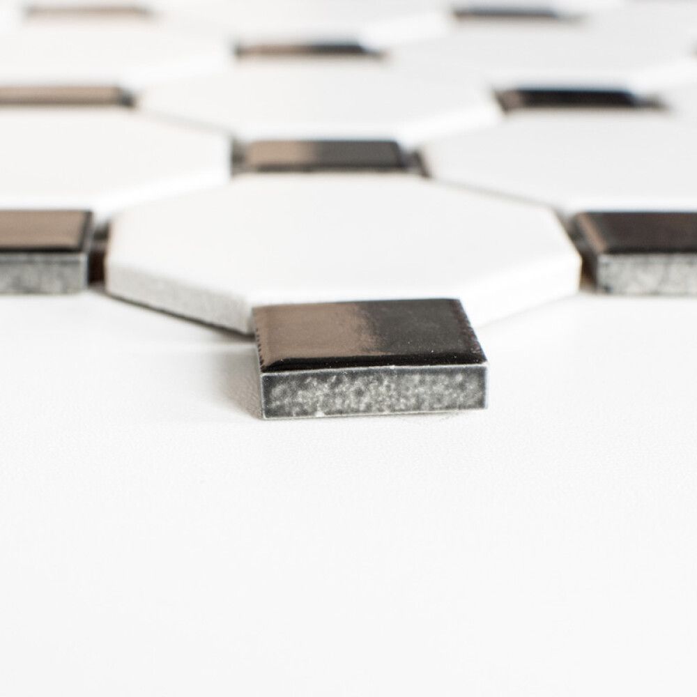 Mosaiikki Octagon Octa G468 musta/valkoinen 29,5 x 29,5 cm