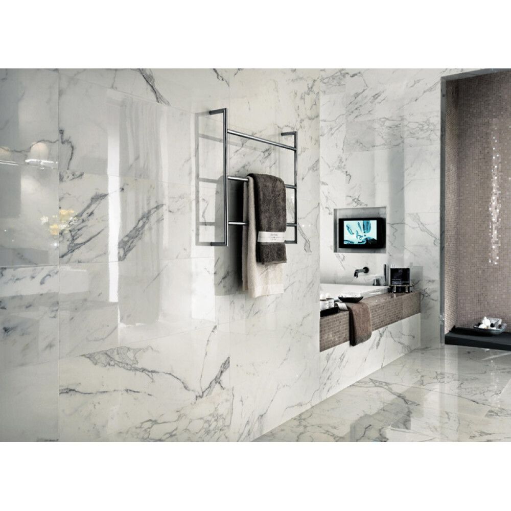 Lattialaatta Palazzo Norden Calacatta kiiltävä valkoinen 60 x 60 cm