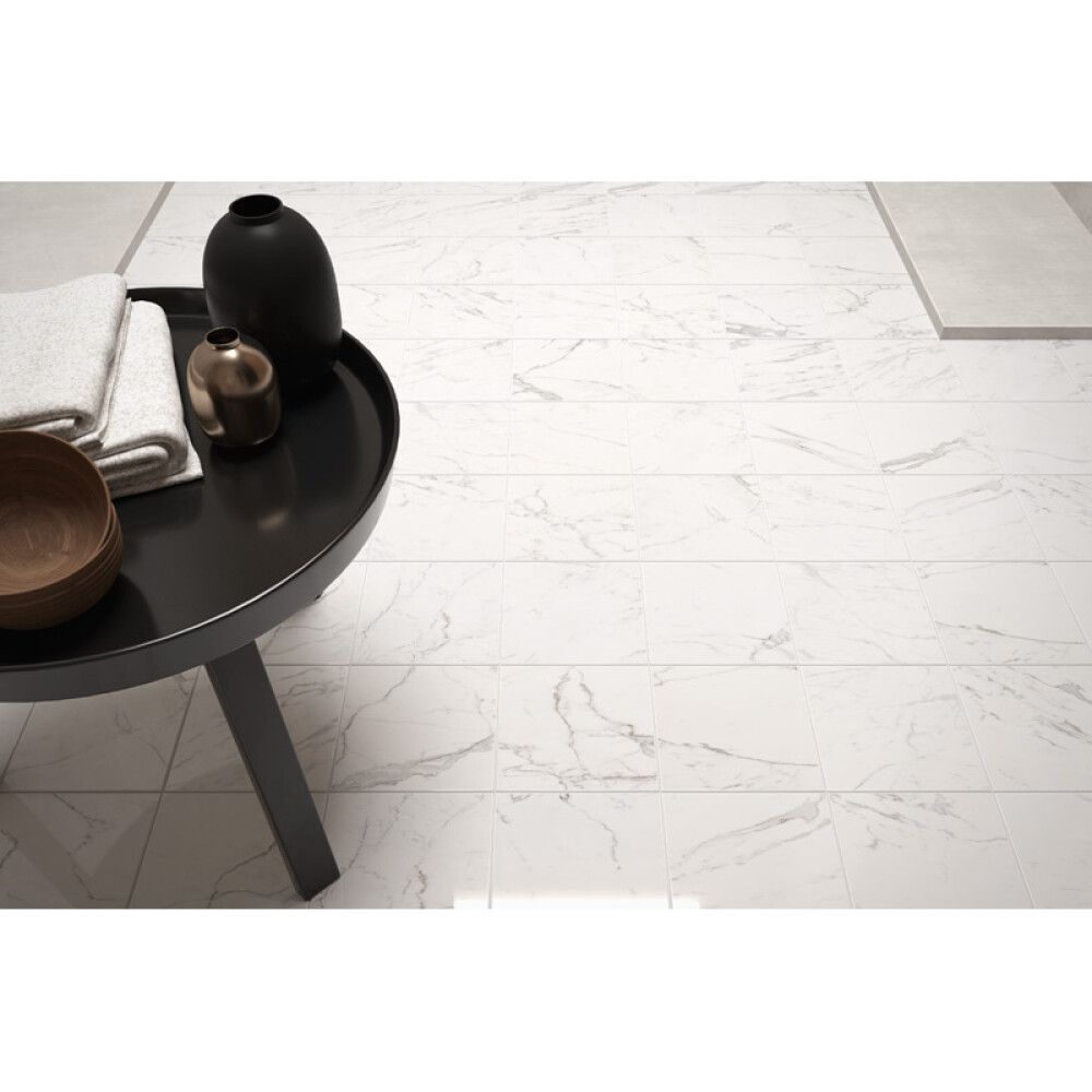 Lattialaatta Palazzo Norden Calcatta mattavalkoinen 15 x 15 cm