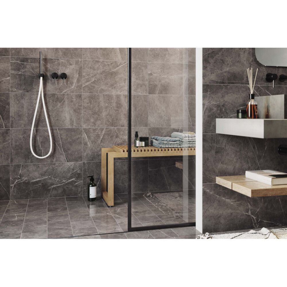 Lattialaatta Corso Italia Bergen Marmor mattaharmaa 15 x 15 cm