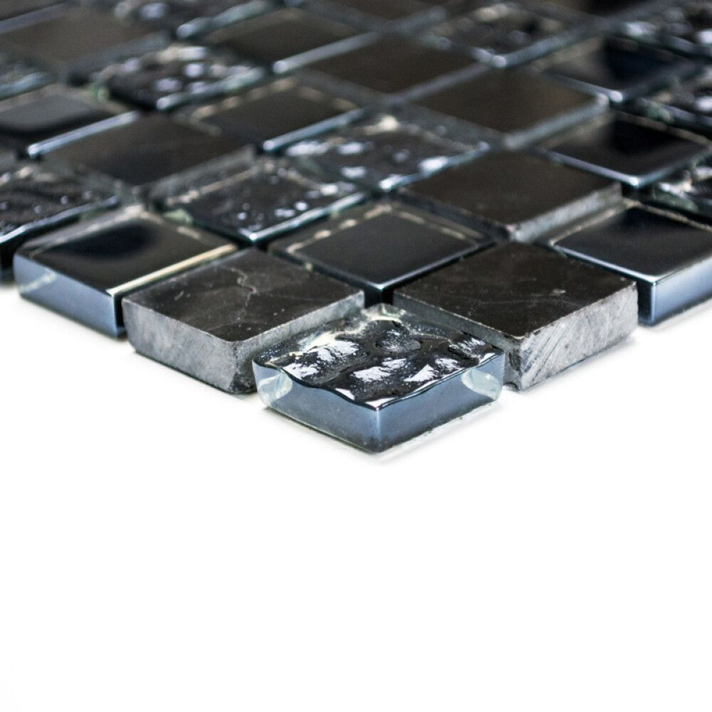 Mosaiikkilaatta Fliesen Quadrat Crystal Mix musta 32,7 x 30,5 cm