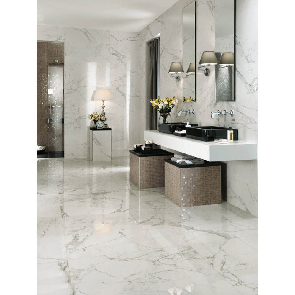 Lattialaatta Palazzo Norden Calcatta kiiltävä valkoinen 30 x 60 cm