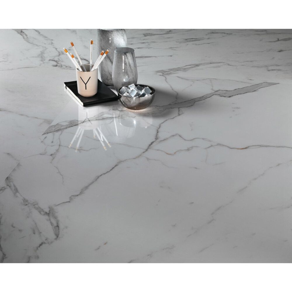 Lattialaatta Palazzo Norden Calcatta kiiltävä valkoinen 30 x 60 cm