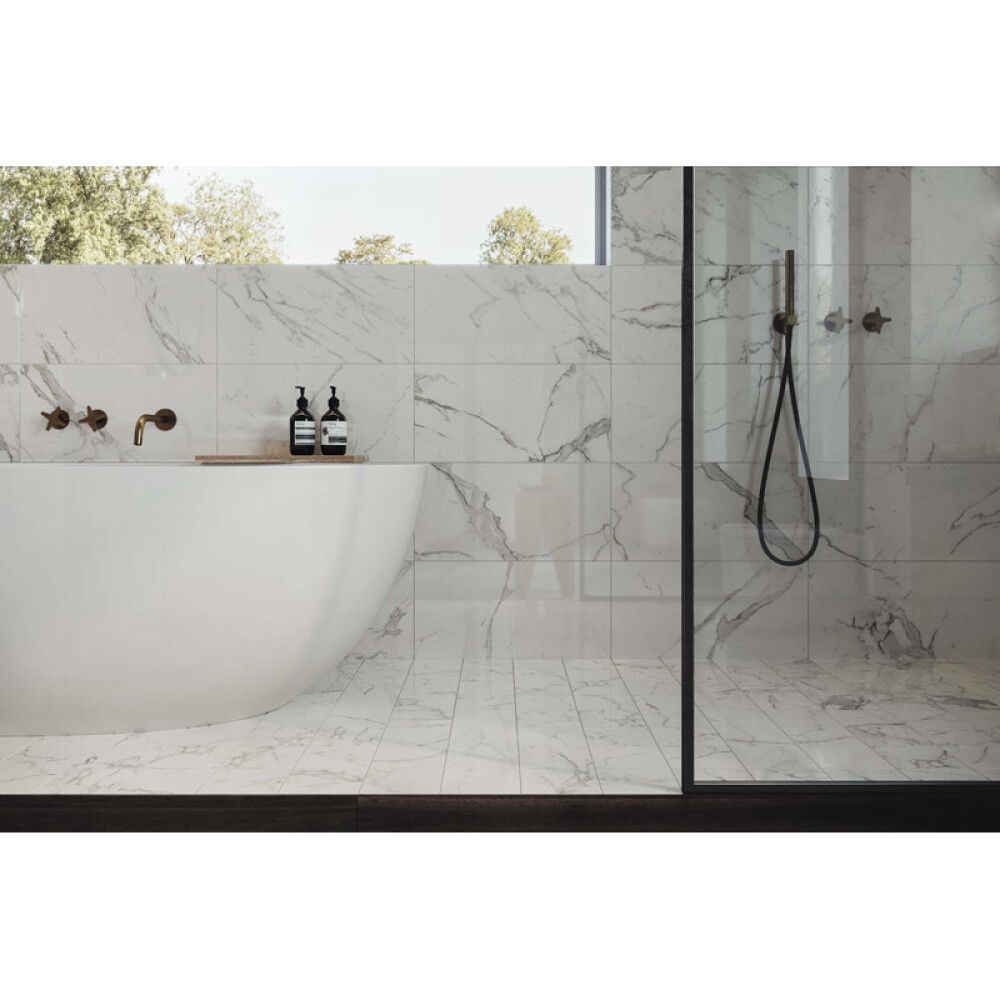 Lattialaatta Palazzo Norden Calcatta kiiltävä valkoinen 30 x 60 cm