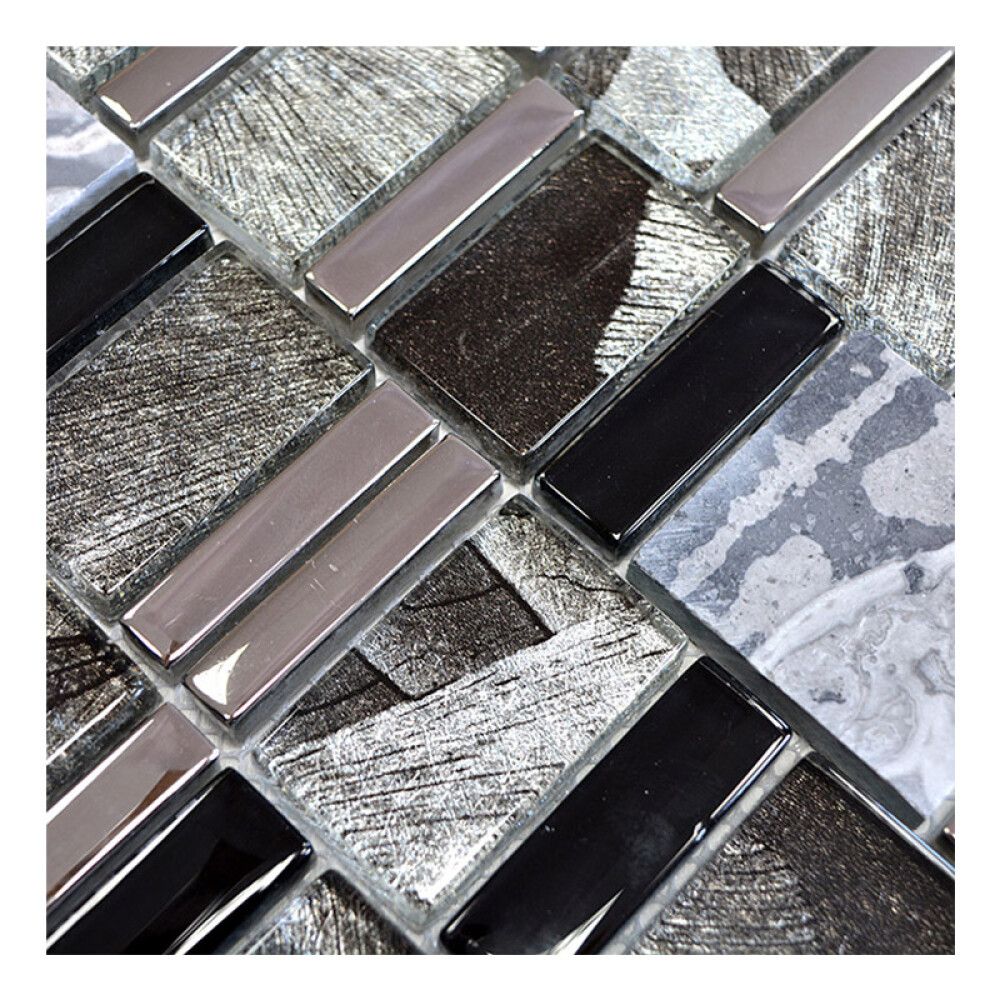 Mosaiikki Multiformat Crystal Mix XCM NIKO10 Harmaa/Musta 29,8 x 29,8 cm