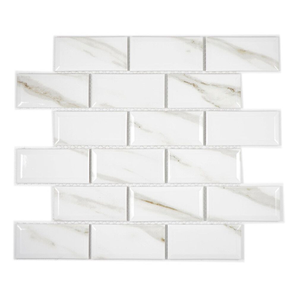 Mosaiikkilaatta Fliesen Metro Uni Calcatta valkoinen 29,5 x 29,1 cm