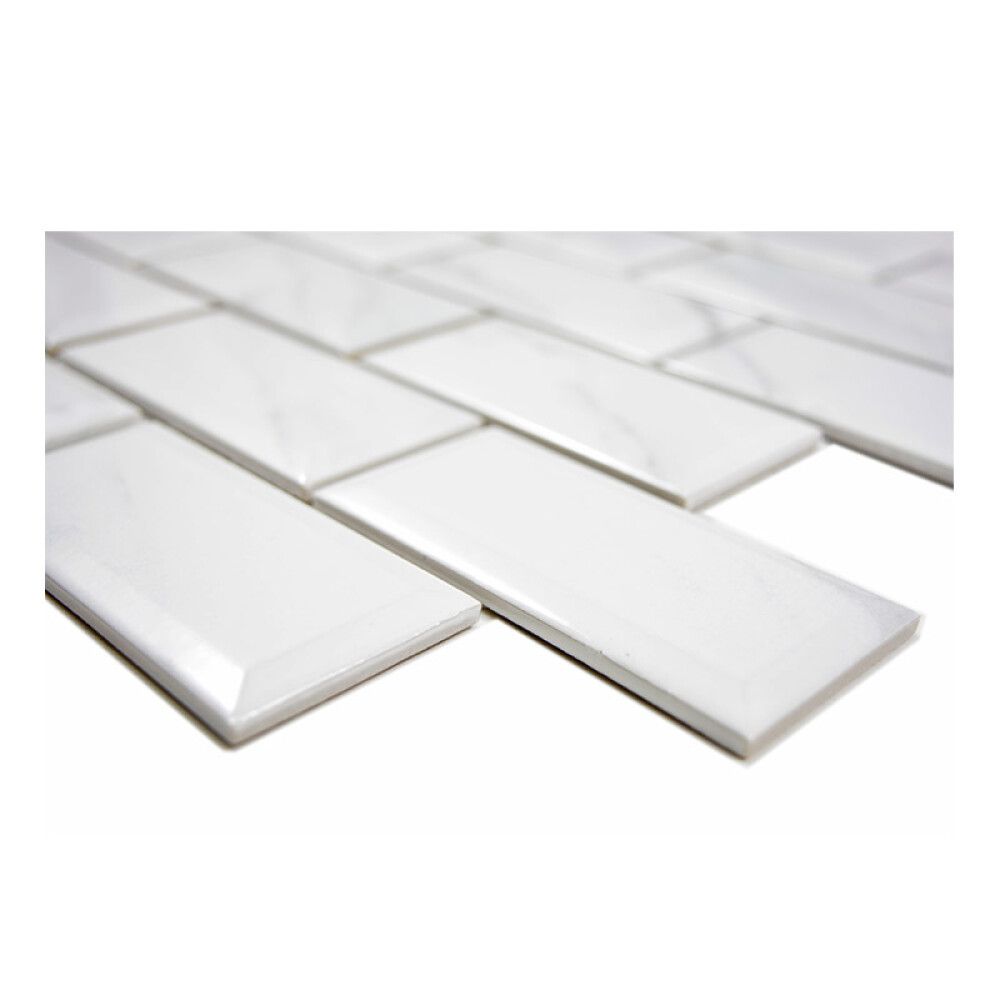 Mosaiikkilaatta Fliesen Metro Uni Calcatta valkoinen 29,5 x 29,1 cm