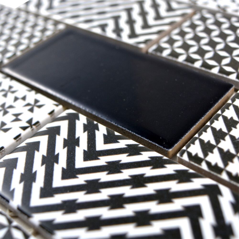 Mosaiikkilaatta Fliesen Subway Misto valkoinen/harmaa/musta 28,3 x 29,1 cm