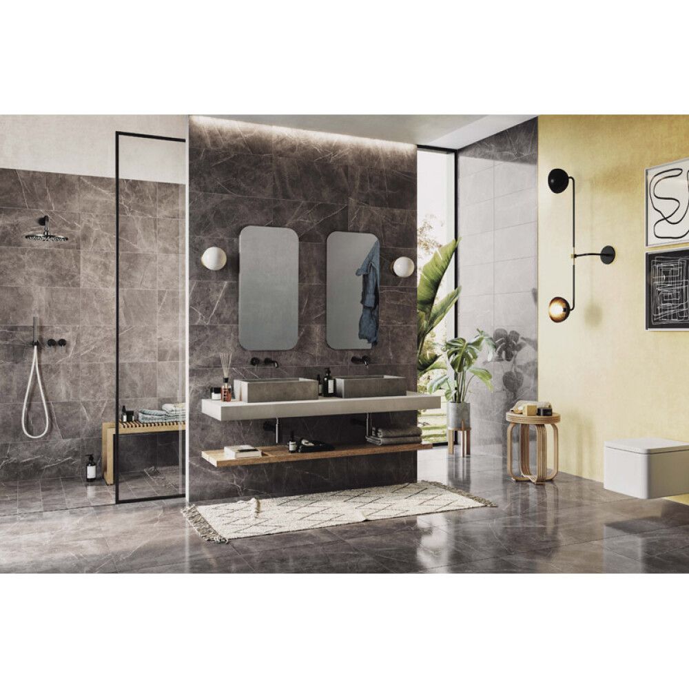 Lattialaatta Palazzo Bergen Marmor kiiltävä harmaa 30 x 60 cm