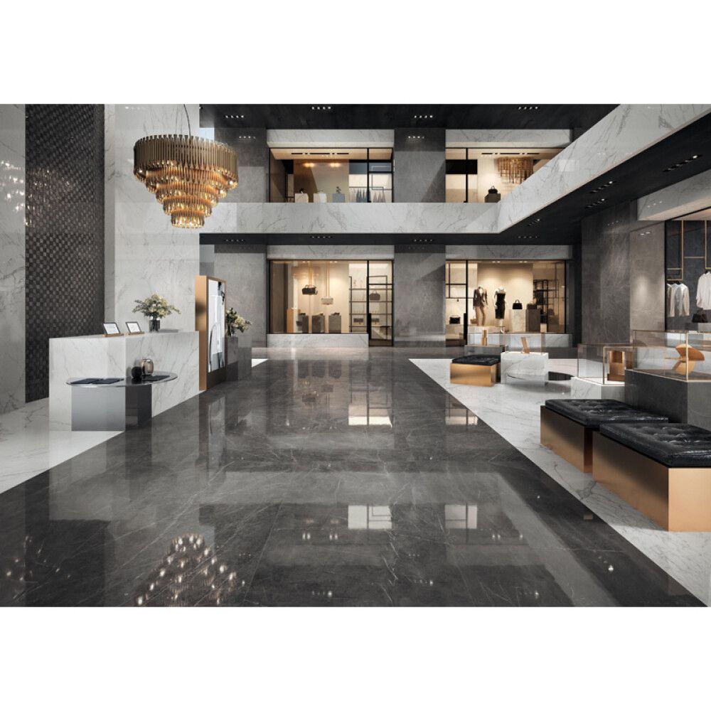 Lattialaatta Palazzo Bergen Marmor kiiltävä harmaa 30 x 60 cm