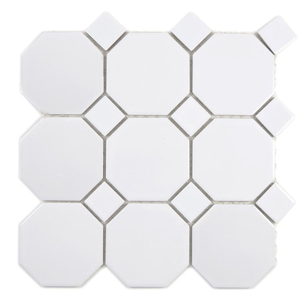 Mosaiikki Fliesen Octa valkoinen 9,7 x 9,7 cm