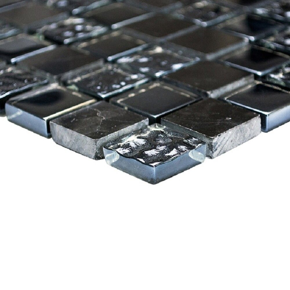 Mosaiikkilaatta Fliesen Quadrat Crystal Mix musta 32,7 x 30,5 cm