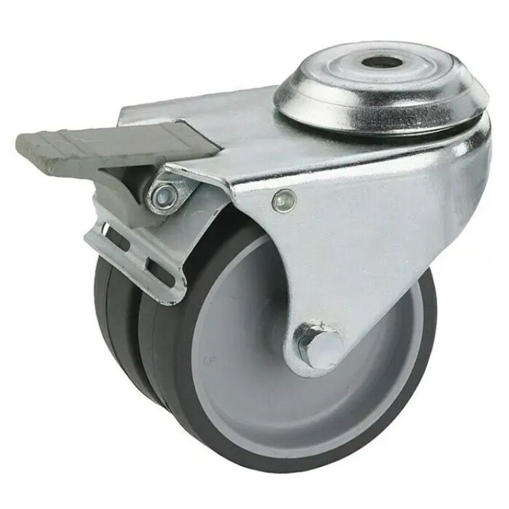 Kalustepyörä Keskiöreikä Jarrulla Ø 50 mm Musta/Harmaa