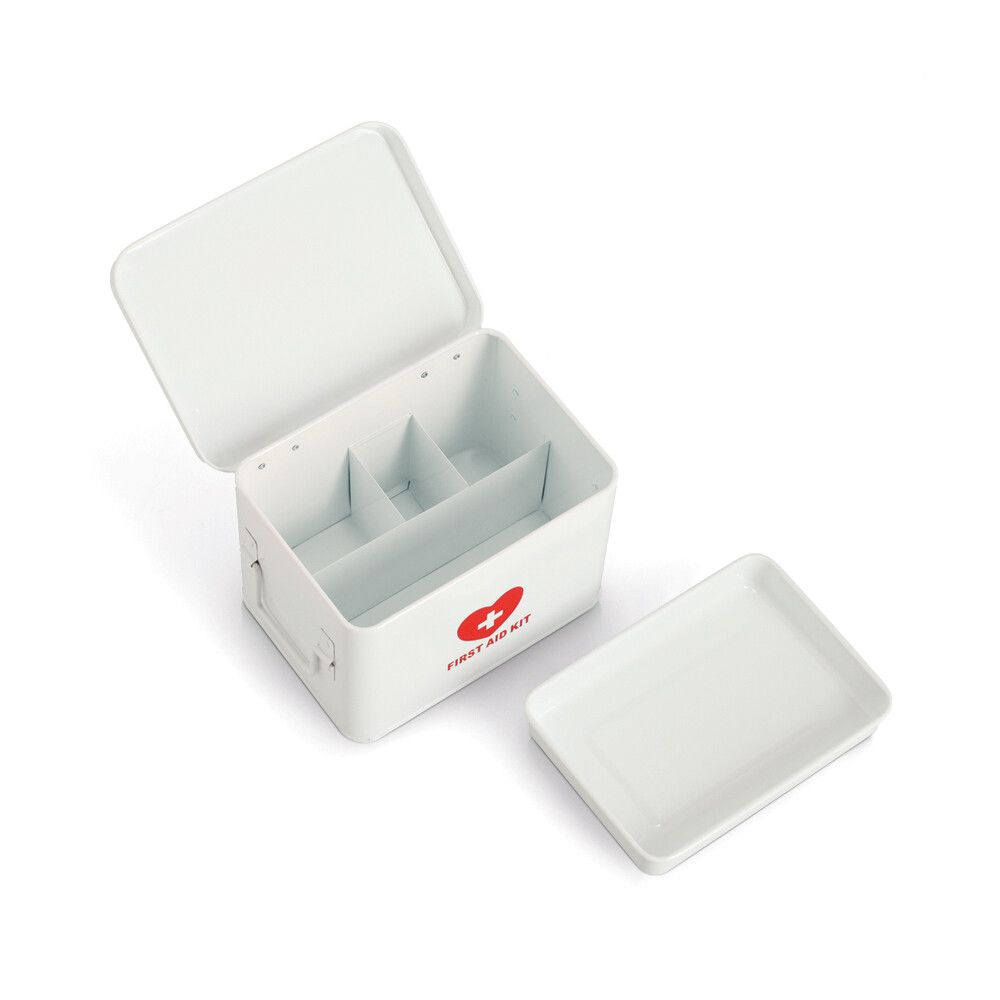 Lääkelaatikko Zeller metallinen valkoinen S