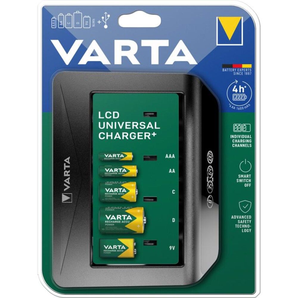 LCD Varta Universal charger+ laturi Musta