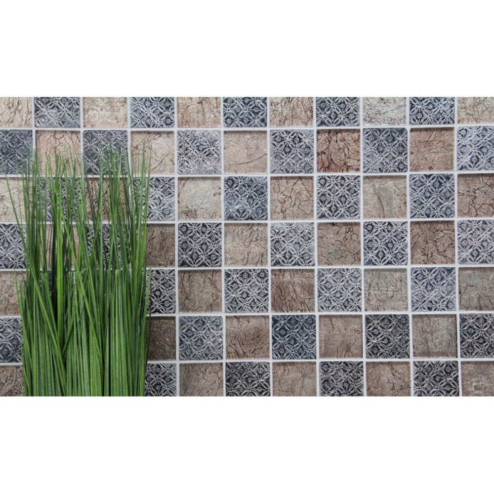 Mosaiikkilaatta Fliesen Quadrat Crystal Mix beige 30 x 30 cm