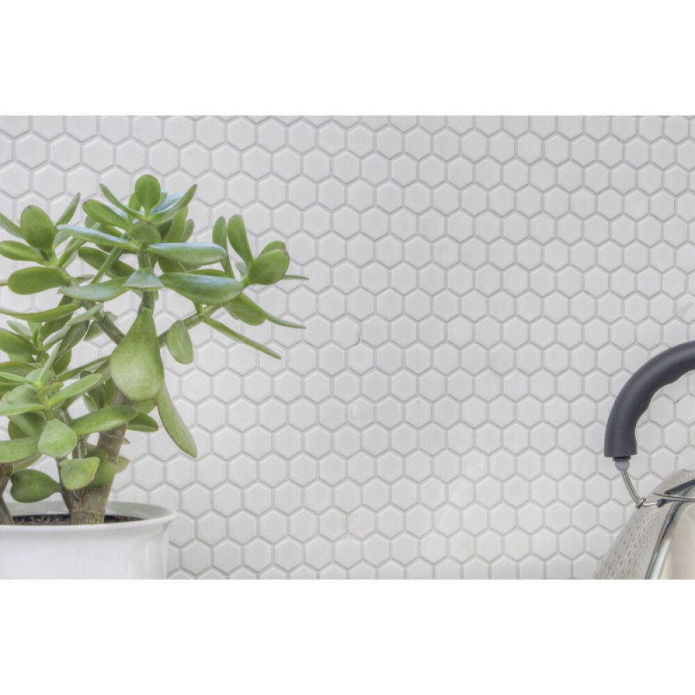 Mosaiikki Hexagon Pieni Valkoinen Kiiltävä