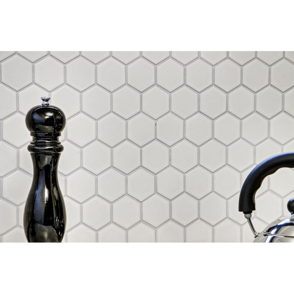 Mosaiikki Hexagon Iso Valkoinen Kiiltävä