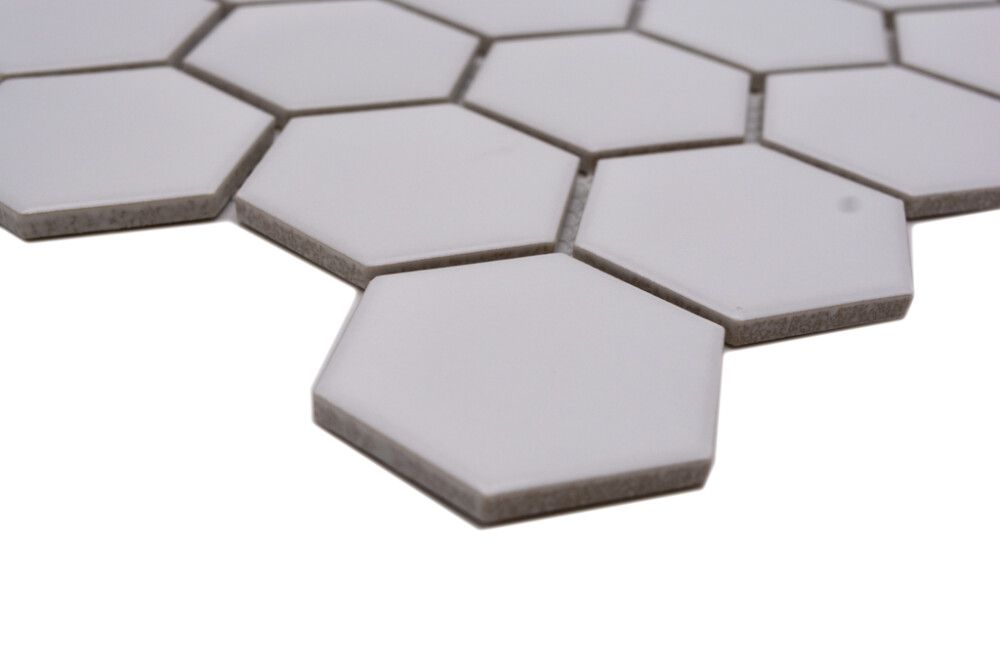 Mosaiikki Hexagon Iso Valkoinen Matta
