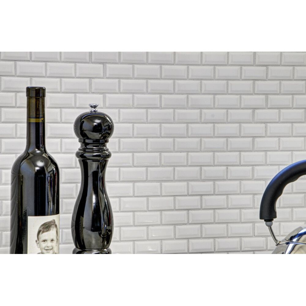 Mosaiikki Brick Bond Diamond Kiiltävä Valkoinen