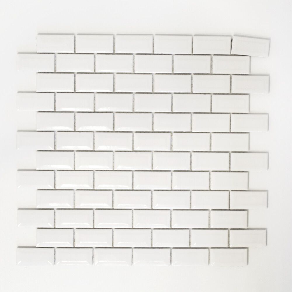 Mosaiikki Brick Bond Diamond Kiiltävä Valkoinen