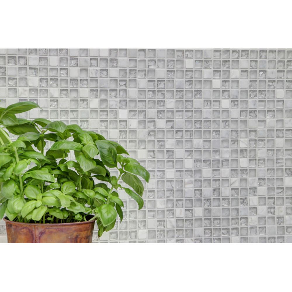 MOSAIIKKI SQUARE MIX KRISTALLI VALKOINEN