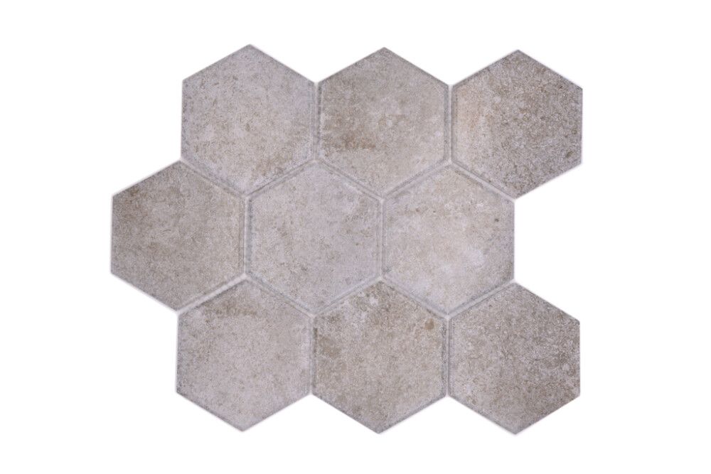 Mosaiikkilaatta Fliesen Hexagon harmaa 25,6 x 29,5 cm