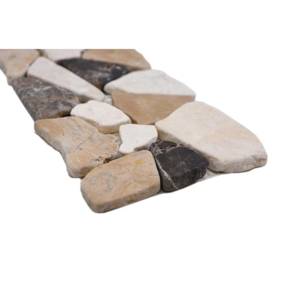 Luonnonkivimosaiikki Fliesen Ciot mix ruskea/valkoinen 10 x 30 cm