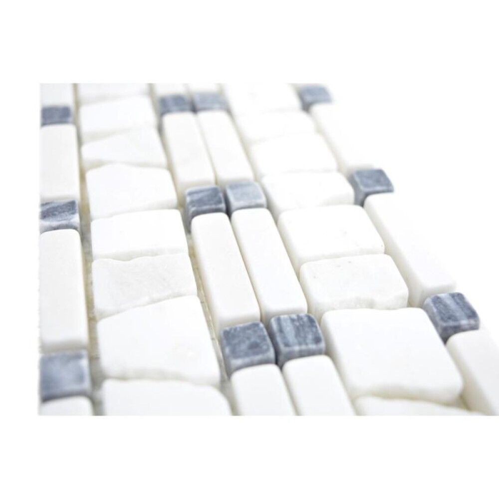 Luonnonkivimosaiikki Fliesen Ladder Mix valkoinen/musta 30 x 5 cm