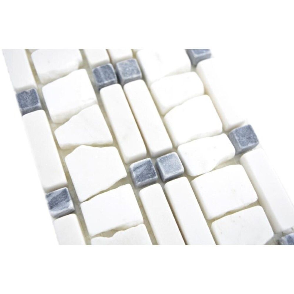 Luonnonkivimosaiikki Fliesen Ladder Mix valkoinen/musta 30 x 5 cm