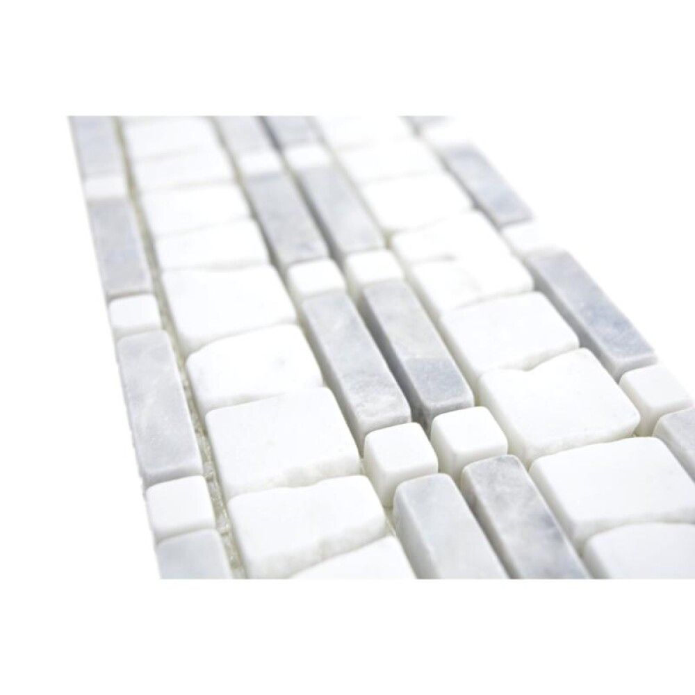 Luonnonkivimosaiikki Fliesen Ladder Mix harmaa/valkoinen 30 x 5 cm