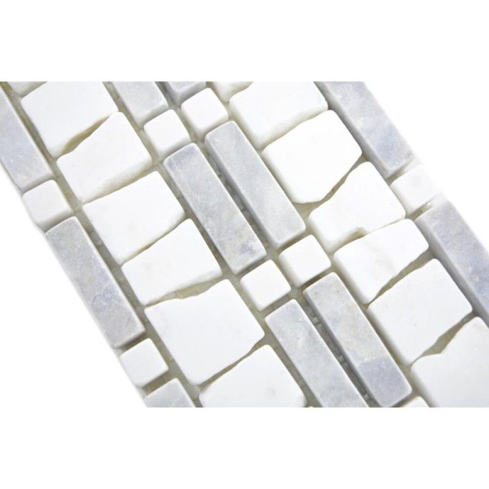 Luonnonkivimosaiikki Fliesen Ladder Mix harmaa/valkoinen 30 x 5 cm