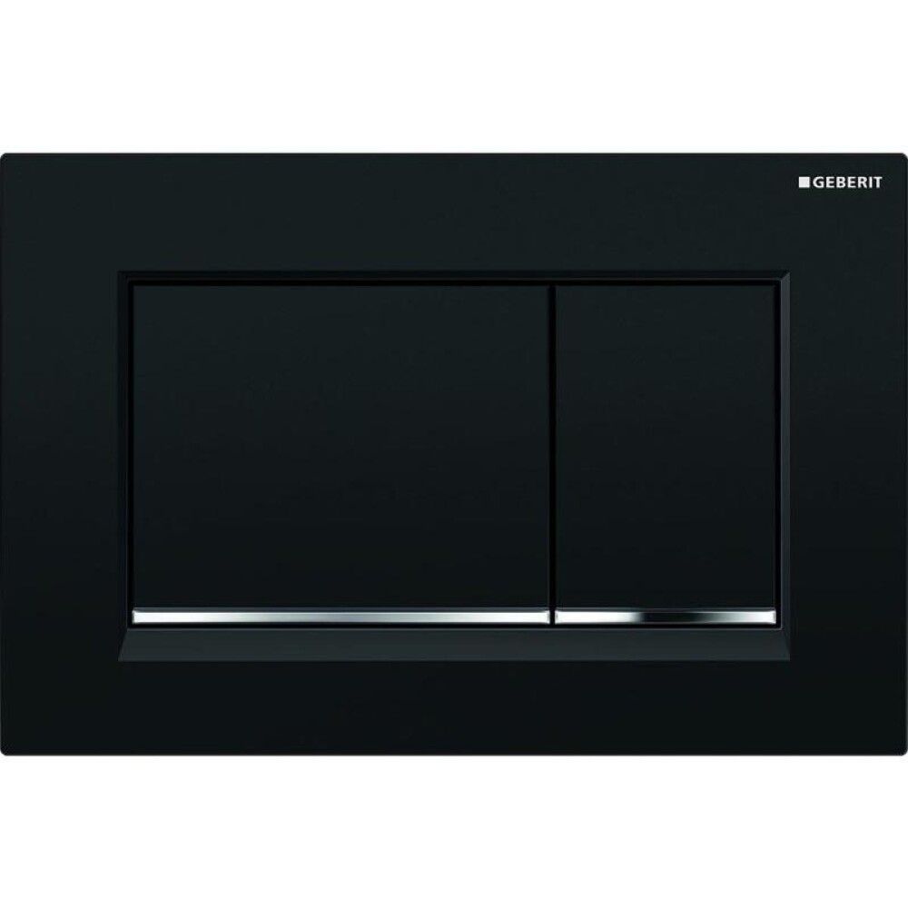 Huuhtelupainike Geberit Sigma30 musta/kromi 24,6 x 16,4 cm