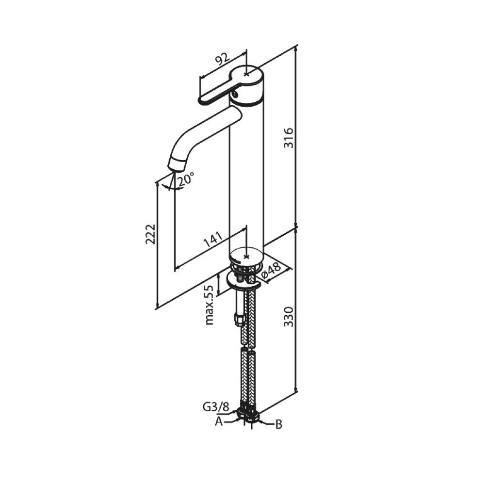 Pesuallashana Damixa Silhouet harjattu kupari 31,6 cm