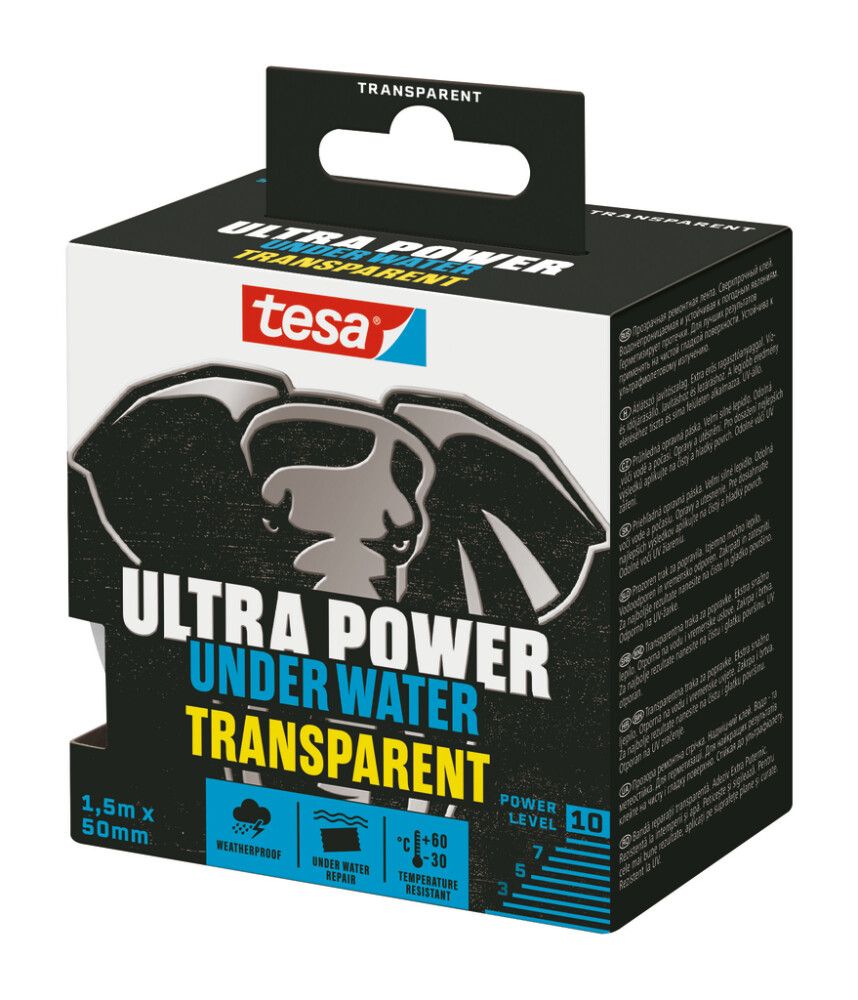 Ultra Power Under Water Transparent tesa® korjausteippi 1,5 m x 50 mm