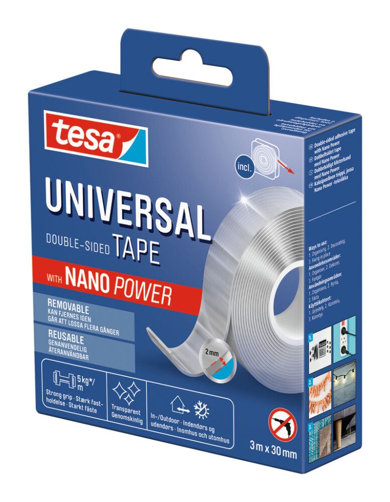 Universal Nano Power tesa® kaksipuolinen teippi 3 m x 30 mm