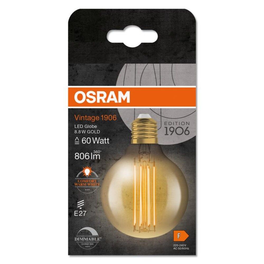LED-lamppu Osram Vintage Globe Kulta E27 8,8 W 8 cm