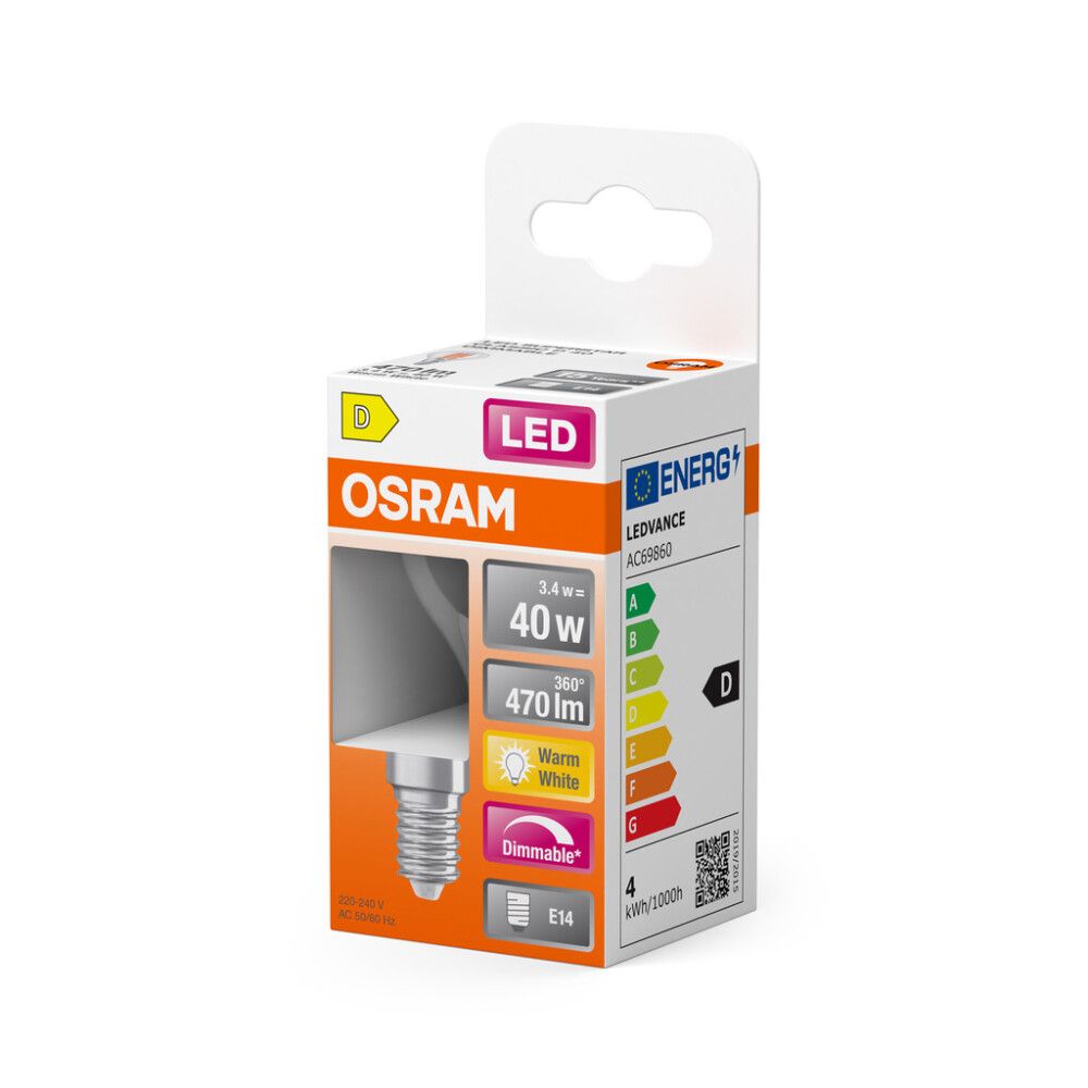 LED-lamppu Osram Star Classic P40 DIM E14 3,4 W 470 lm 2700 K kirkas 1 kpl/pkt