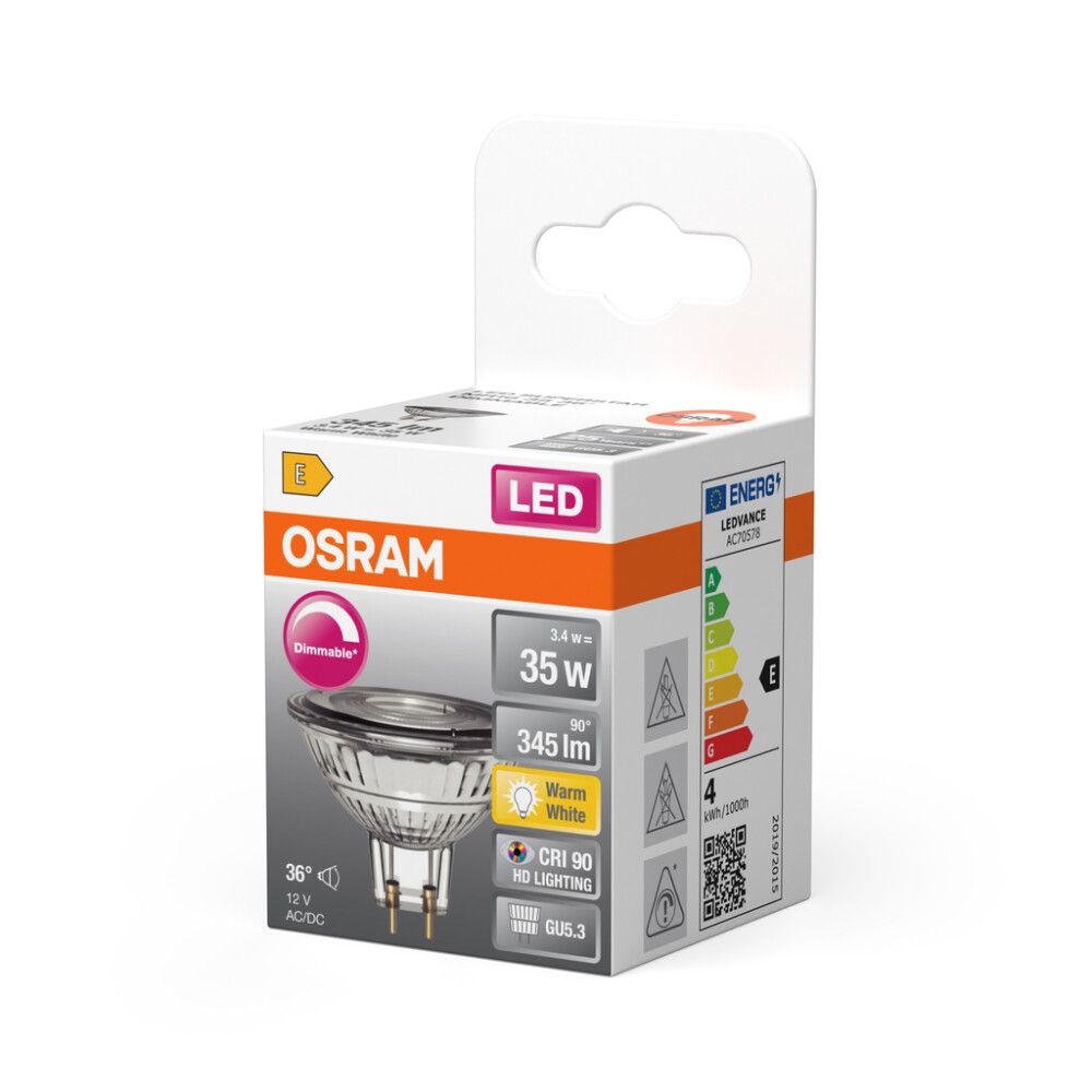LED-lamppu Osram Superstar MR16 DIM GU5.3 3,4 W 345 lm 2700 K 1 kpl/pkt