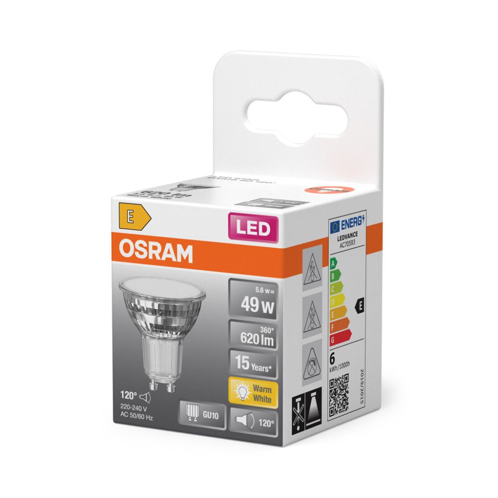 LED-lamppu Osram Star PAR16 GU10 5,6 W 620 lm 2700 K 120° 1 kpl/pkt