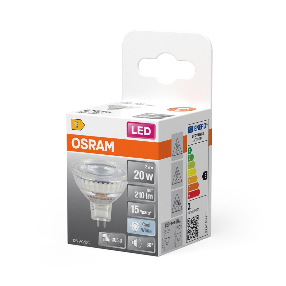 LED-lamppu Osram Star MR16 GU5.3 2 W 210 lm 4000 K 36° 1 kpl/pkt