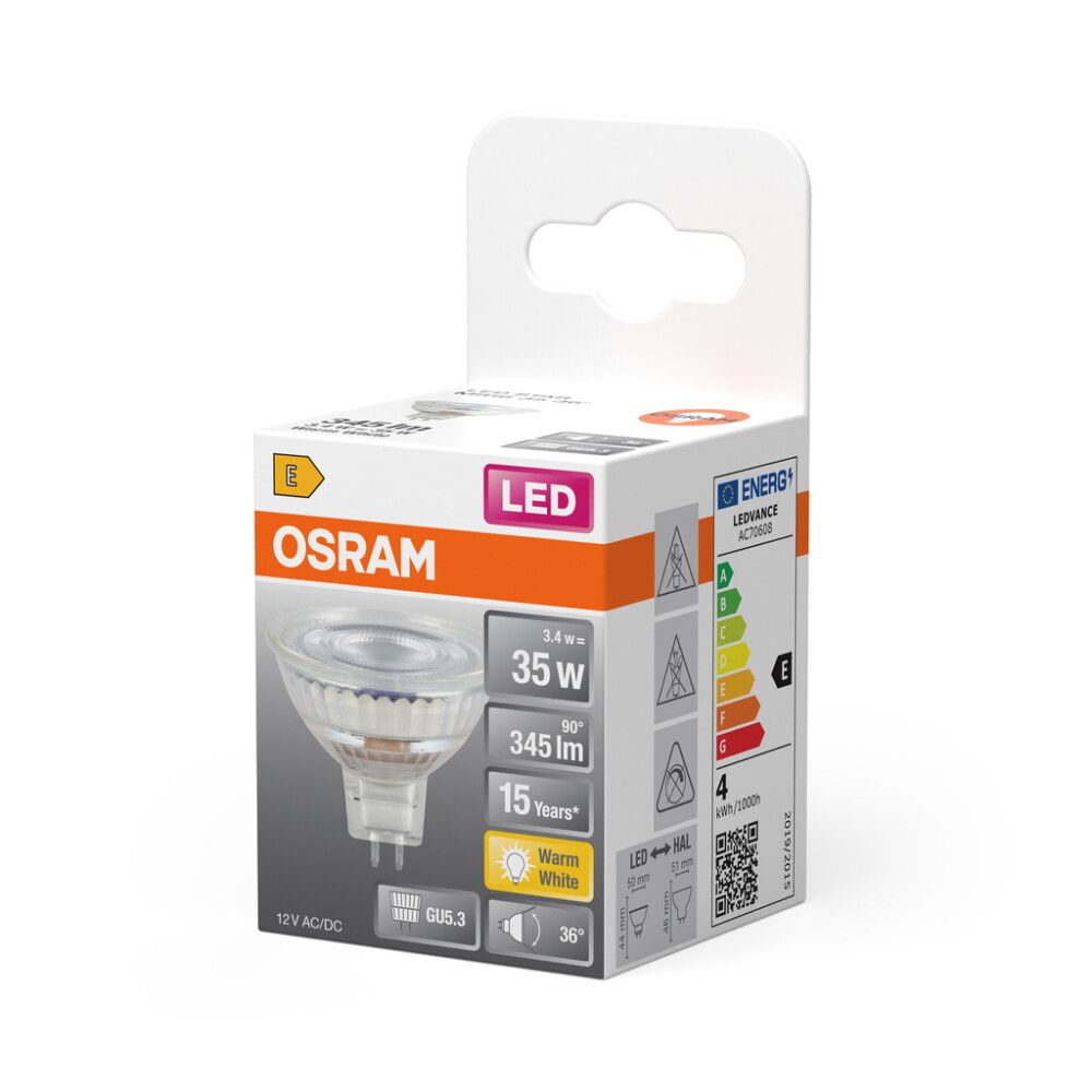 LED-lamppu Osram Star MR16 GU5.3 3,4 W 345 lm 2700 K 36° 1 kpl/pkt