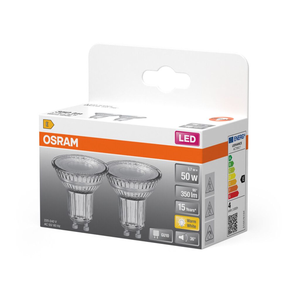 LED-lamppu Osram Star PAR16 GU10 3,7 W 350 lm 2700 K 36° 2 kpl/pkt