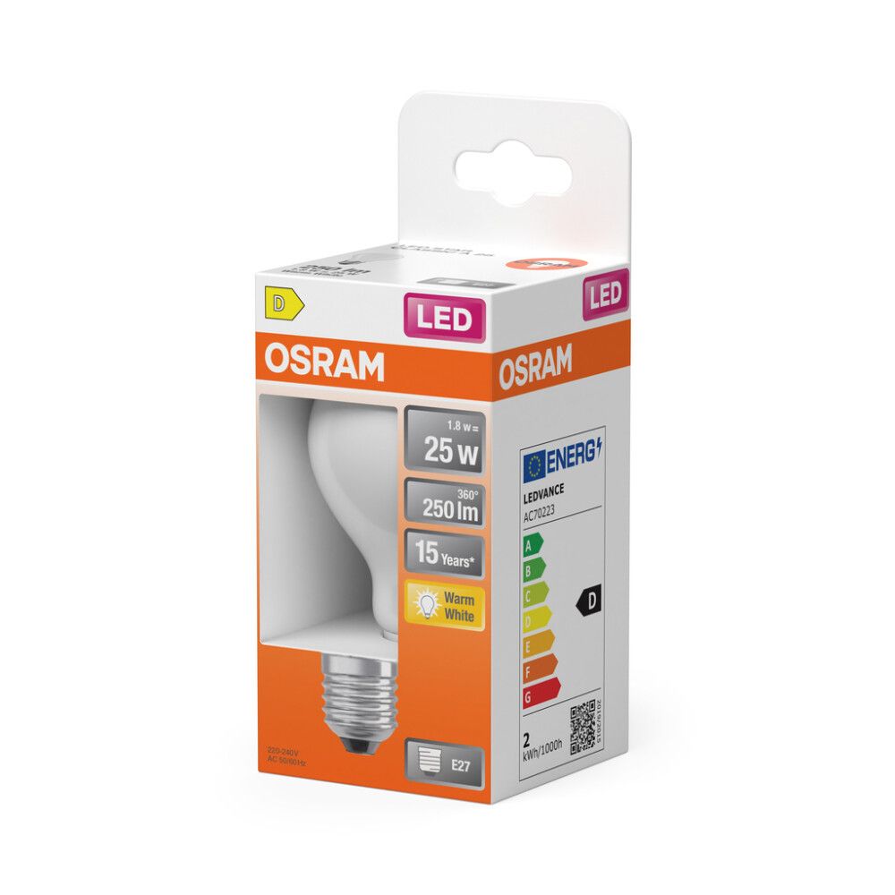 LED-lamppu Osram Star Classic A25 E27 1,8 W 250 lm 2700 K opaali 1 kpl/pkt