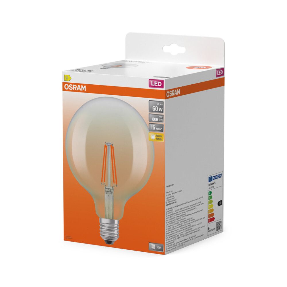 LED-lamppu Osram Star Globe125 E27 5,9 W 806 lm 2700 K kirkas 1 kpl/pkt
