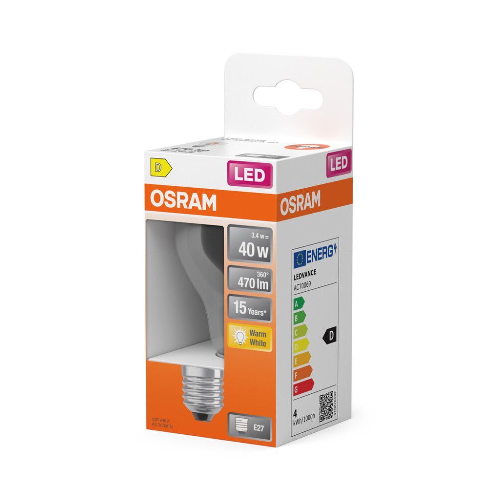 LED-lamppu Osram Star Classic A40 E27 3,4 W 470 lm 2700 K kirkas 1 kpl/pkt